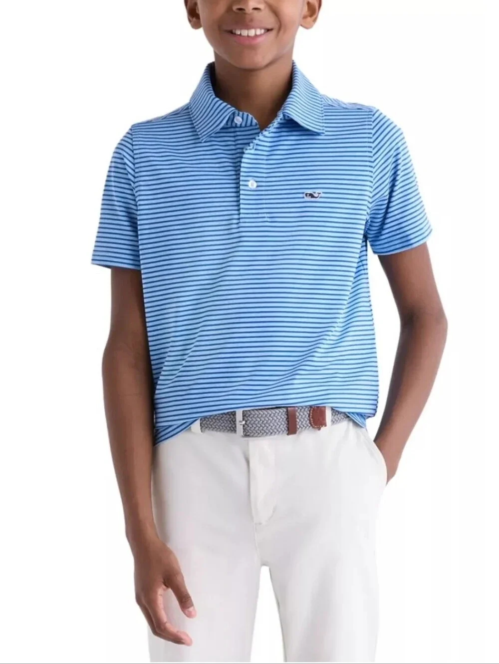 Vineyard Vines Boys XL(18) Bradley Stripe Sankaty Polo Shirt, Like New